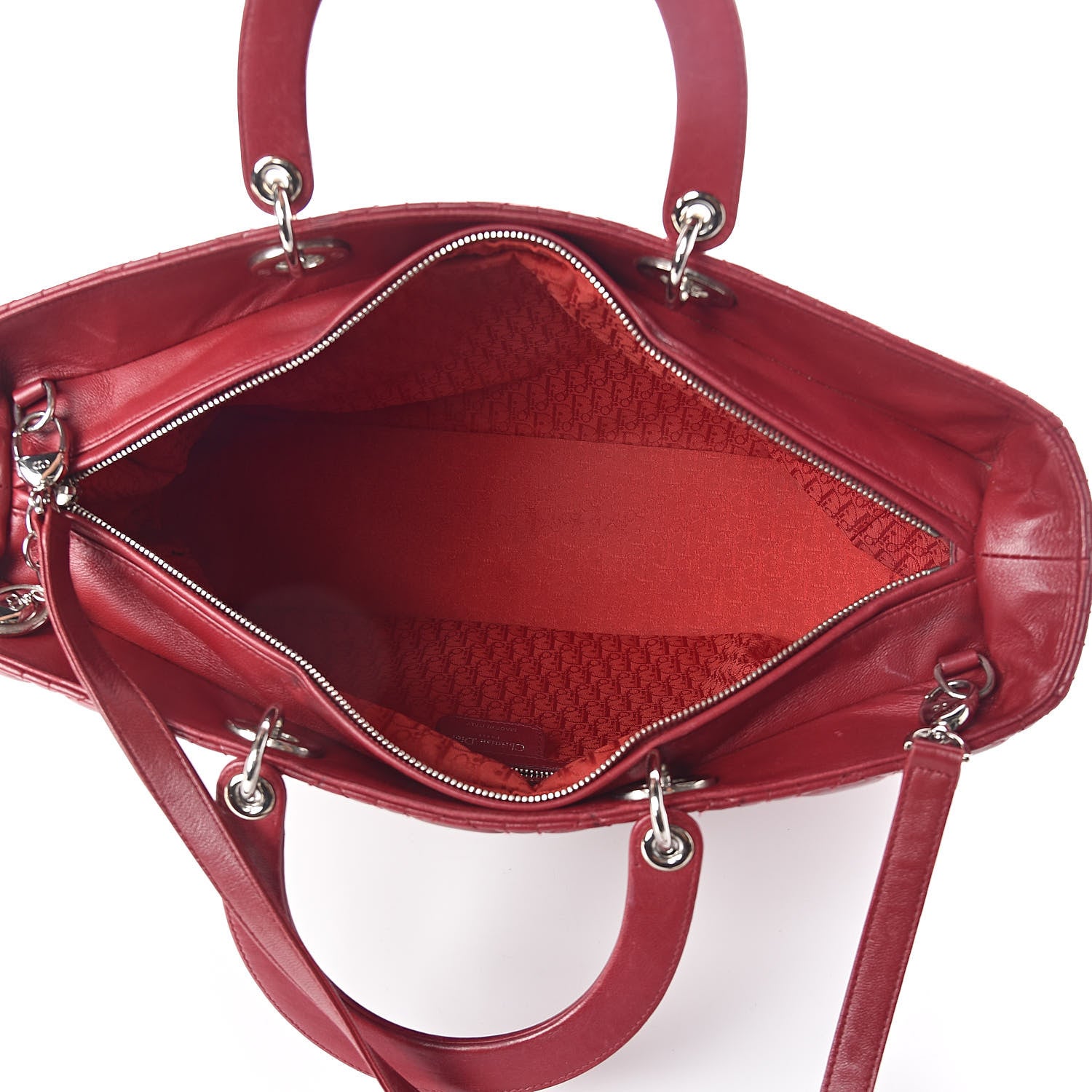Christian Dior Lambskin Cannage Large Lady Dior Red 5 of 12