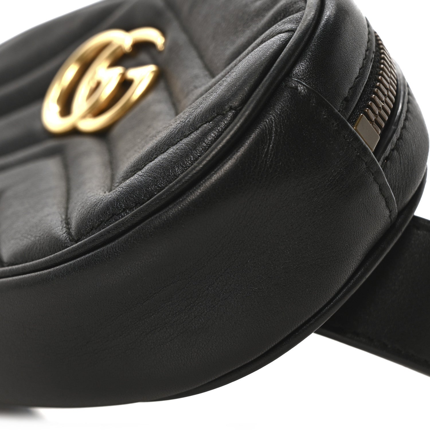 Gucci Calfskin Matelasse GG Marmont Belt Bag 85 34 Black 10 of 10