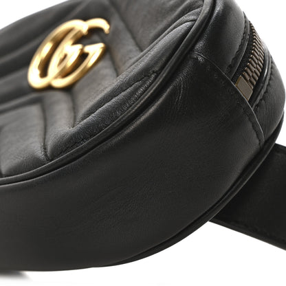 Gucci Calfskin Matelasse GG Marmont Belt Bag 85 34 Black 10 of 10