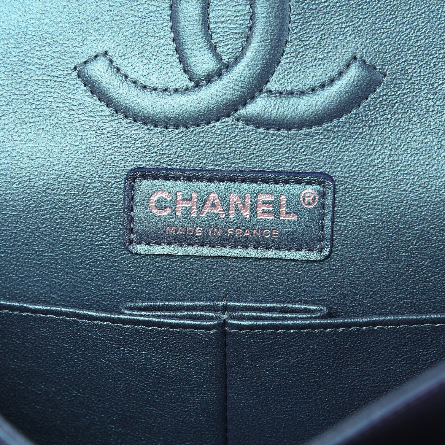 Chanel Metallic Lambskin Quilted Medium Double Flap Turquoise 6 of 14