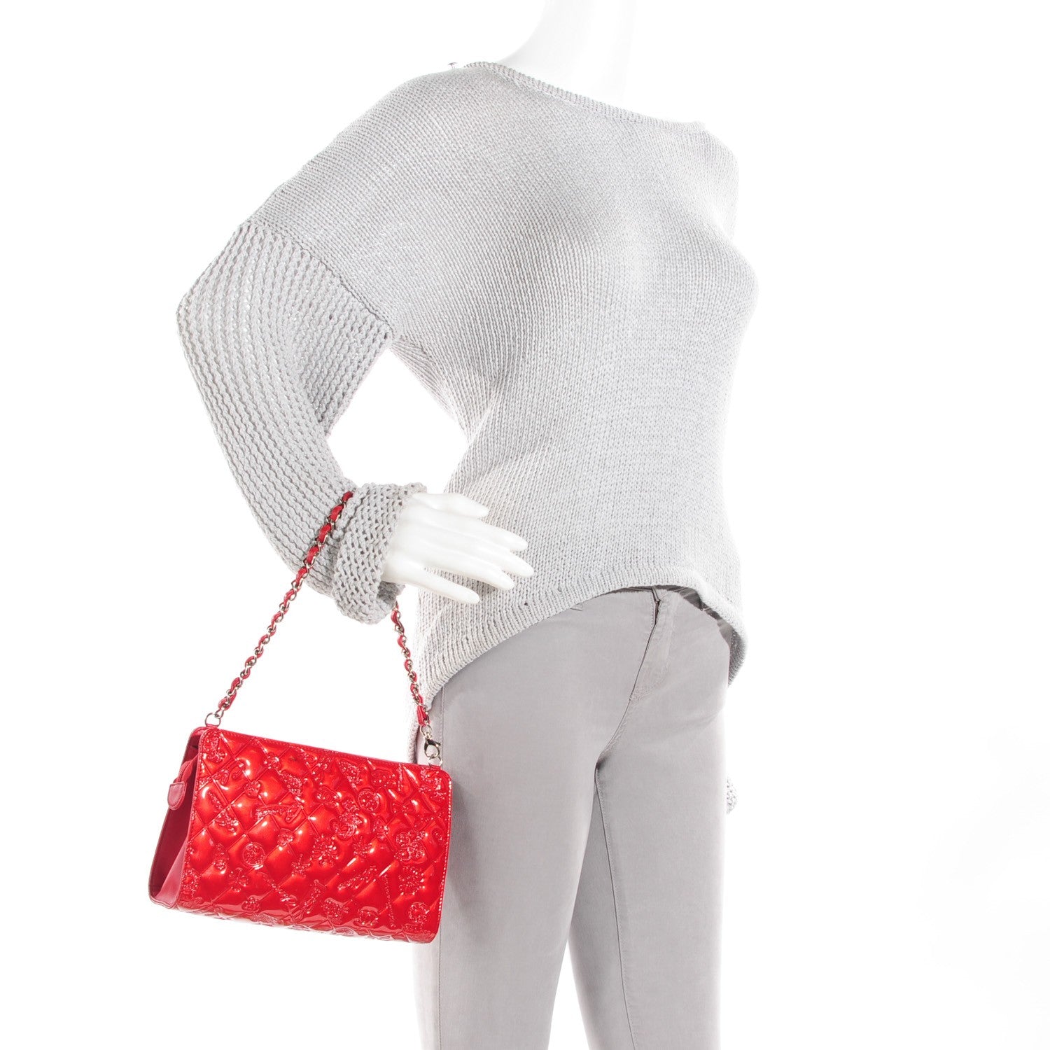 Chanel Patent Calfskin Lucky Symbols Pochette Red 2 of 8