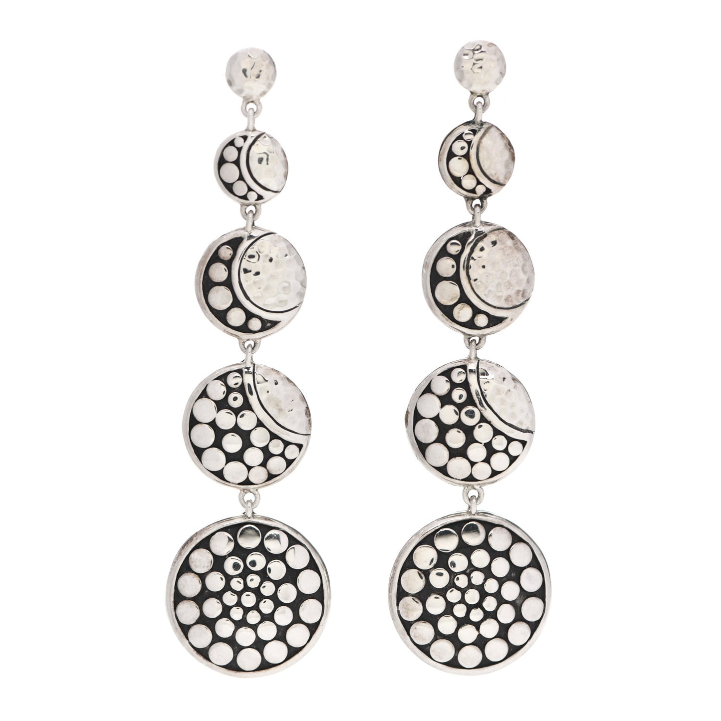 Sterling Silver Dot Moon Phase Drop Earrings