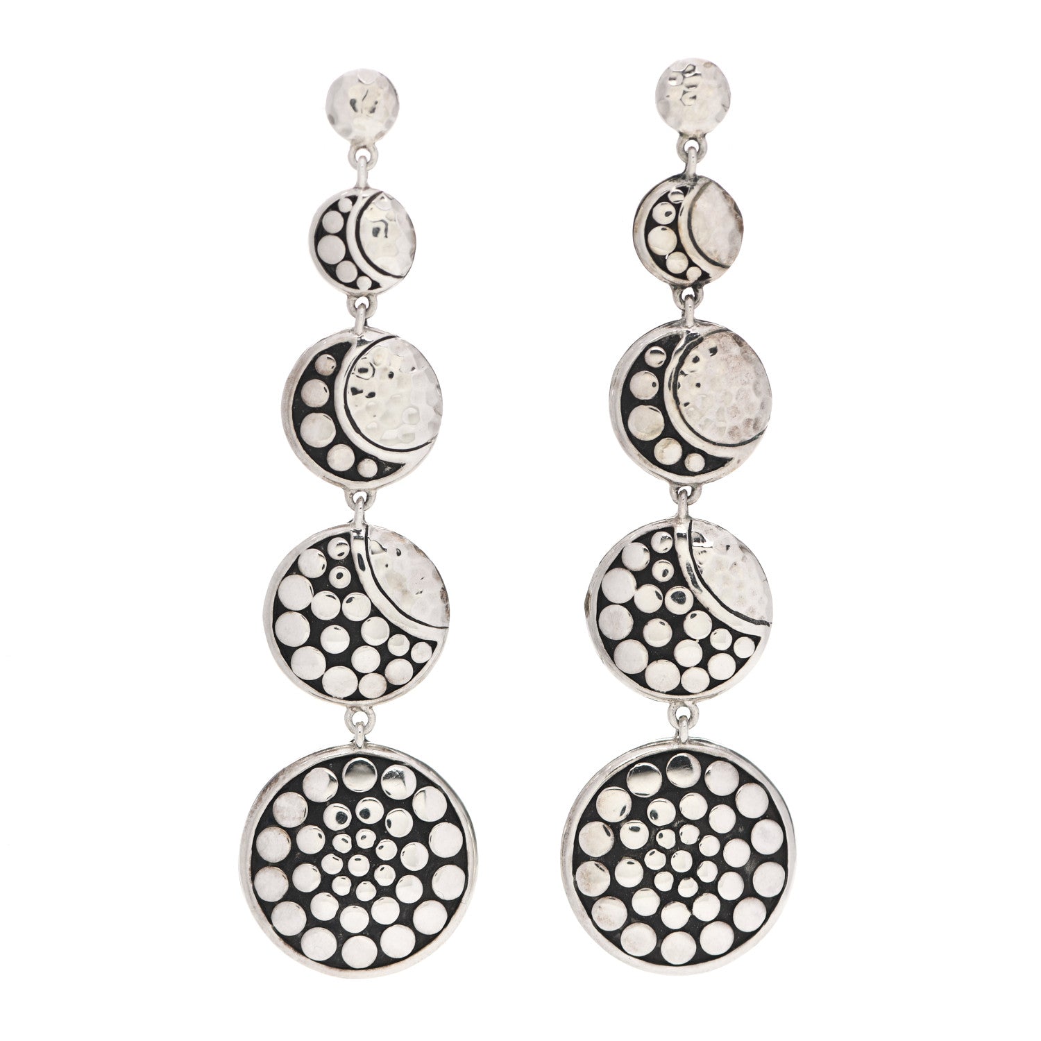 John Hardy Sterling Silver Dot Moon Phase Drop Earrings 1 of 5