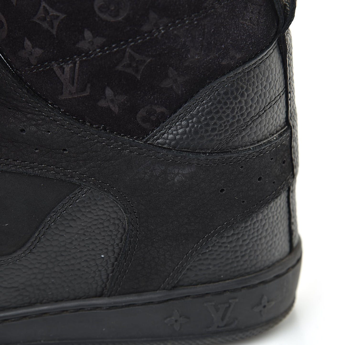 Calfskin Suede Monogram Cliff Top Wedge Sneakers 37 Black