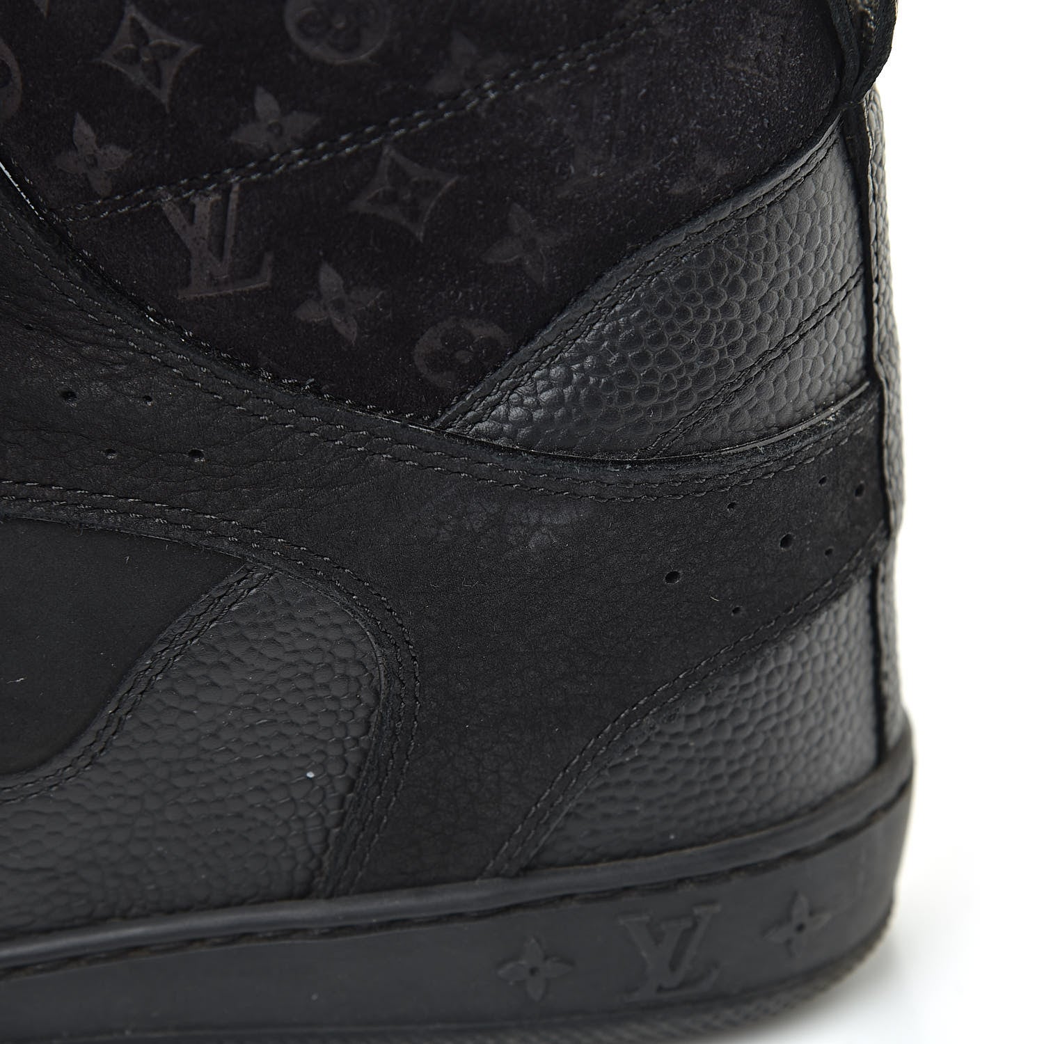 Louis Vuitton Calfskin Suede Monogram Cliff Top Wedge Sneakers 37 Black 11 of 12