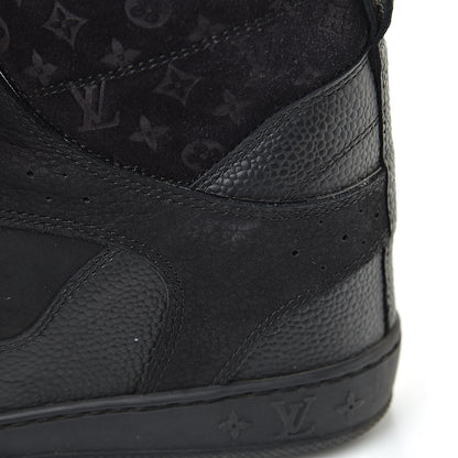 Louis Vuitton Calfskin Suede Monogram Cliff Top Wedge Sneakers 37 Black 11 of 12