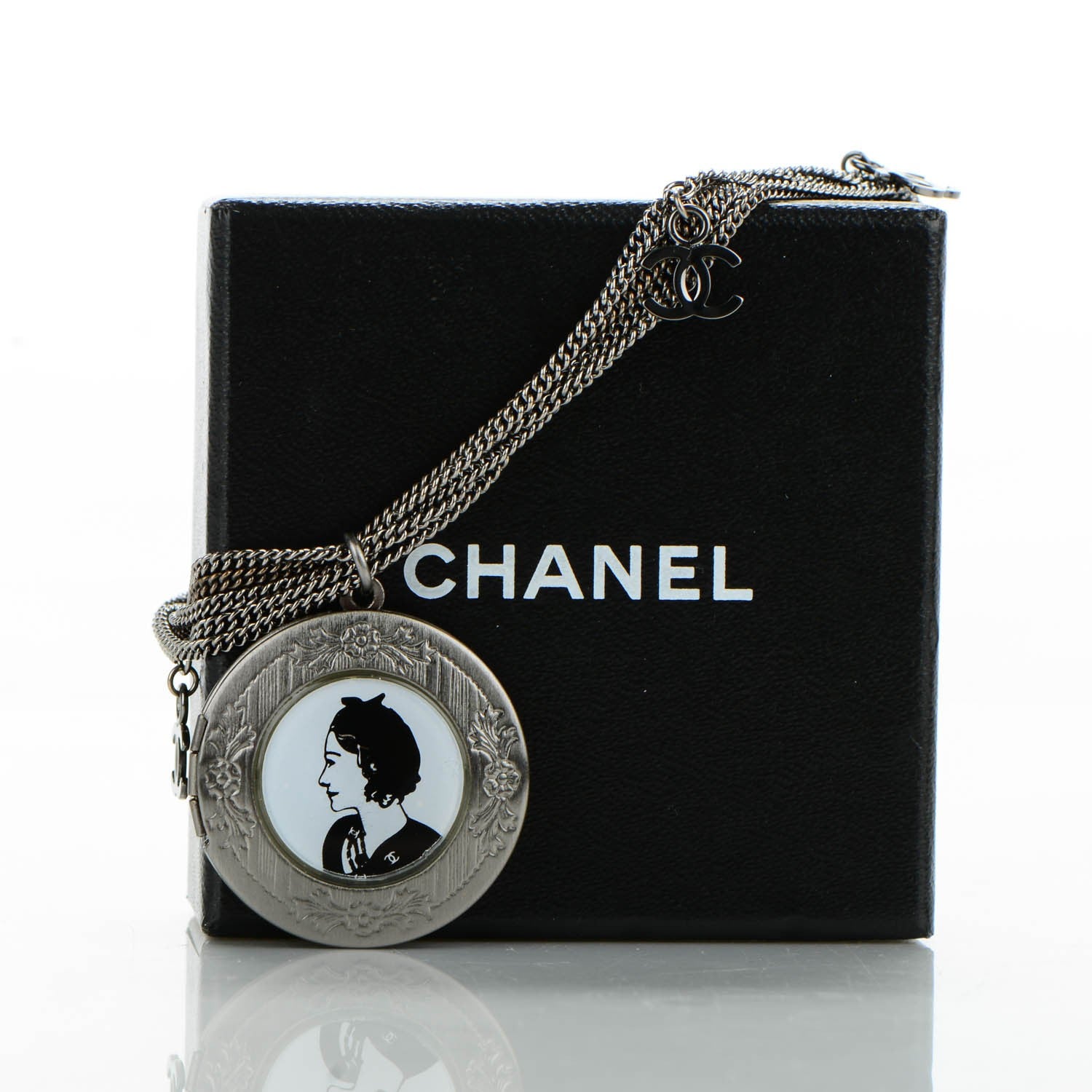 Chanel Ruthenium Coco Locket CC Charm Bracelet 5 of 5