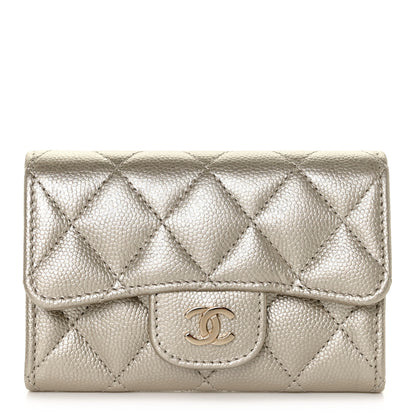 Chanel Metallic Caviar Quilted Flap Card Holder Gold 1 of 11