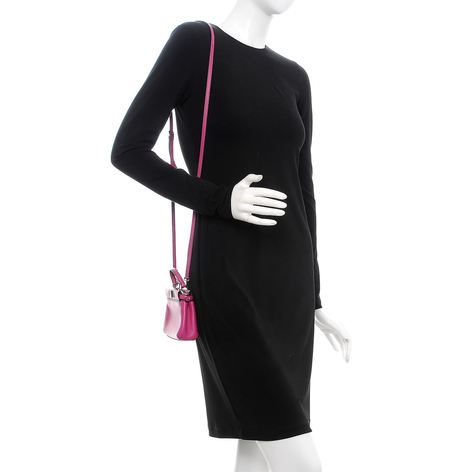 Fendi Nappa Micro Peekaboo Iconic Satchel Magenta 2 of 8