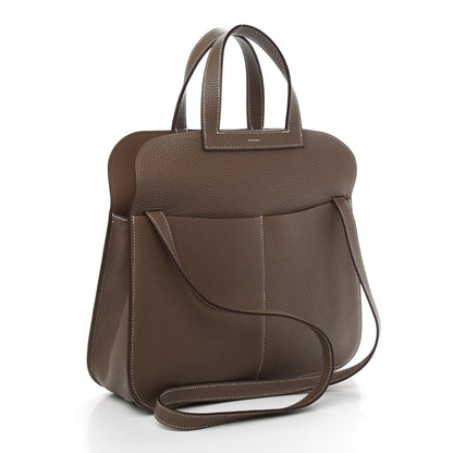 Hermes Taurillon Clemence Halzan 31 GM Etoupe 4 of 11