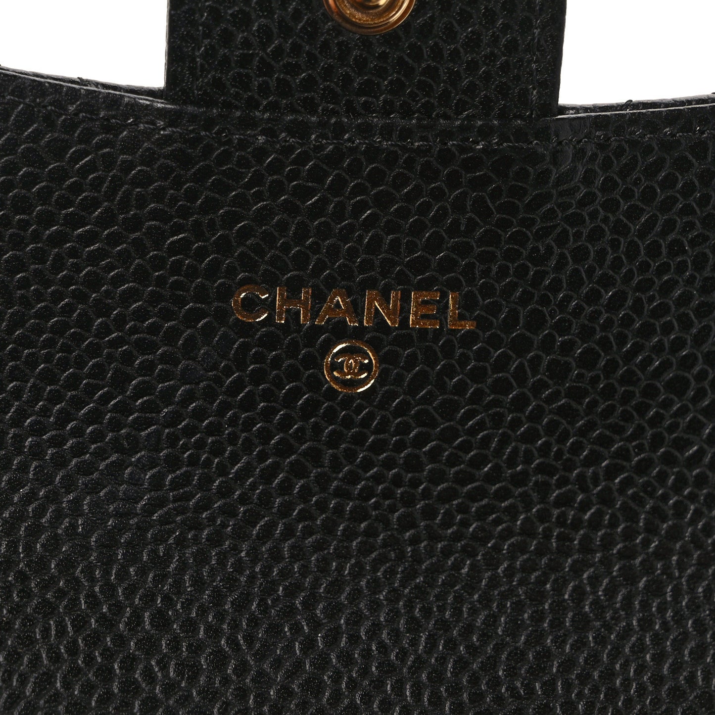 Caviar Quilted Flap Card Holder Wallet Black