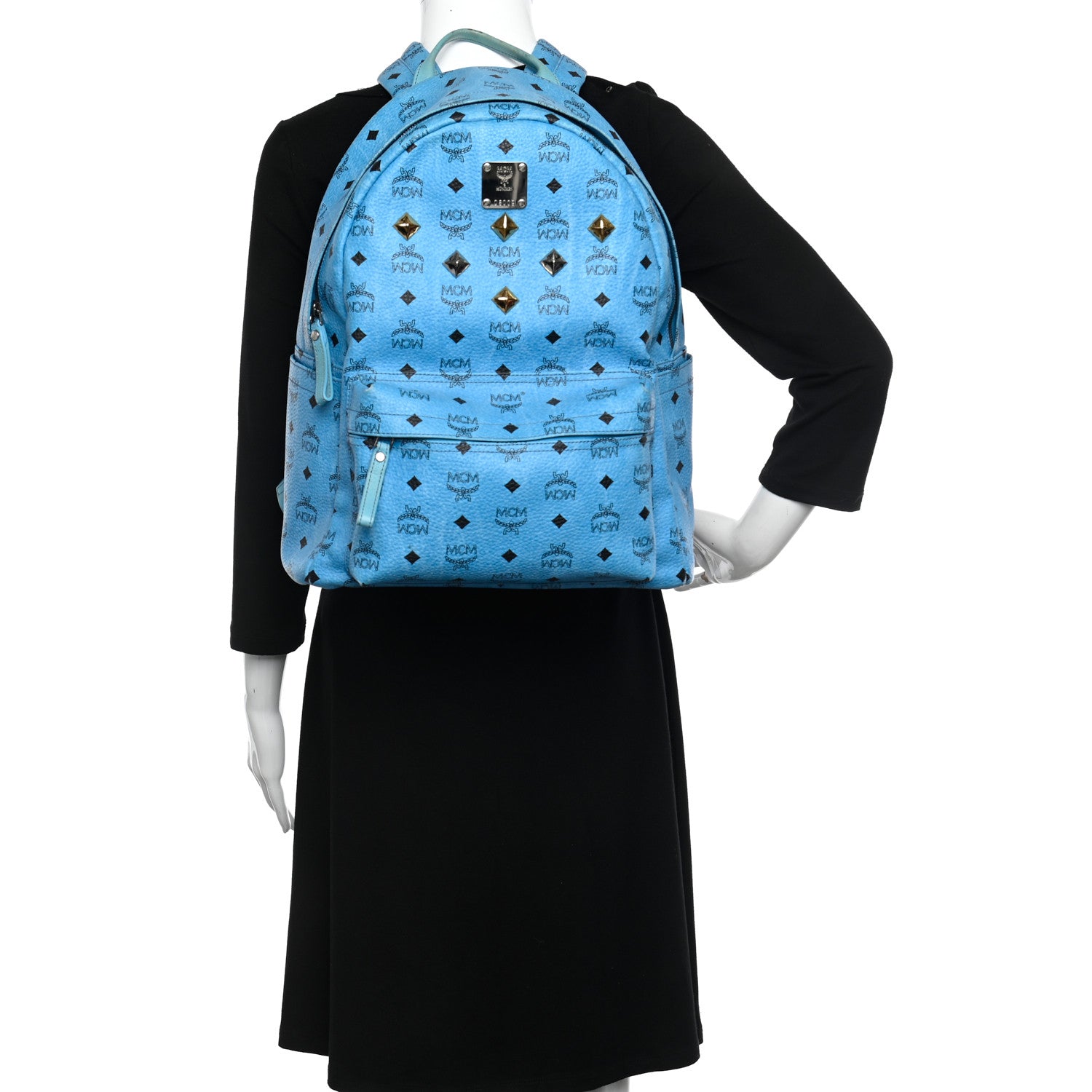 MCM Visetos Medium Sprinkle Stud Stark Backpack Blue 3 of 14