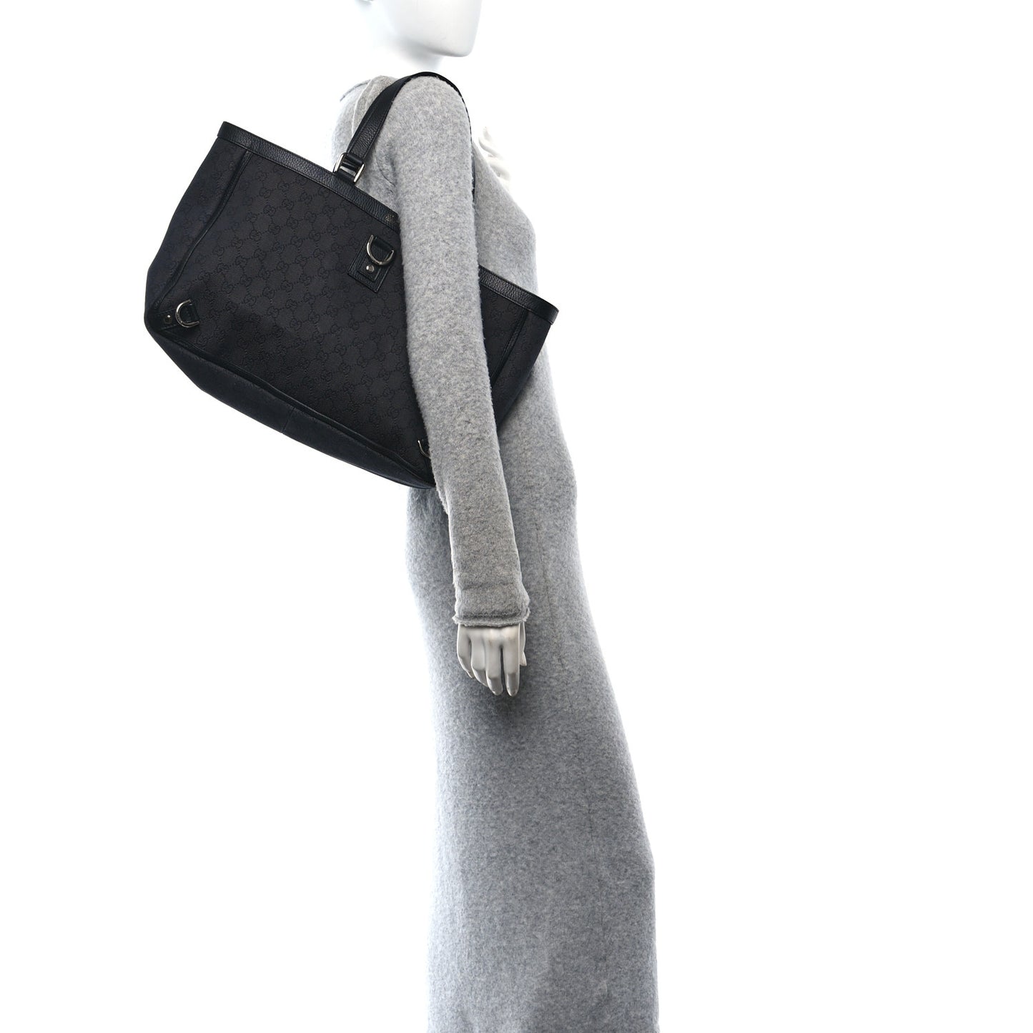 Denim Monogram Large Abbey Tote Black