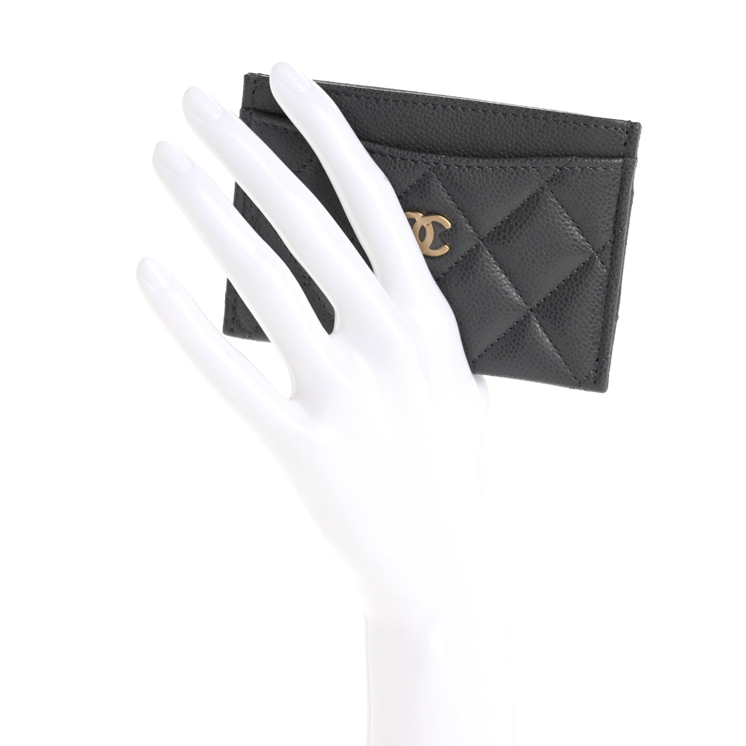 Chanel Caviar Quilted Card Holder Grey 2 of 8