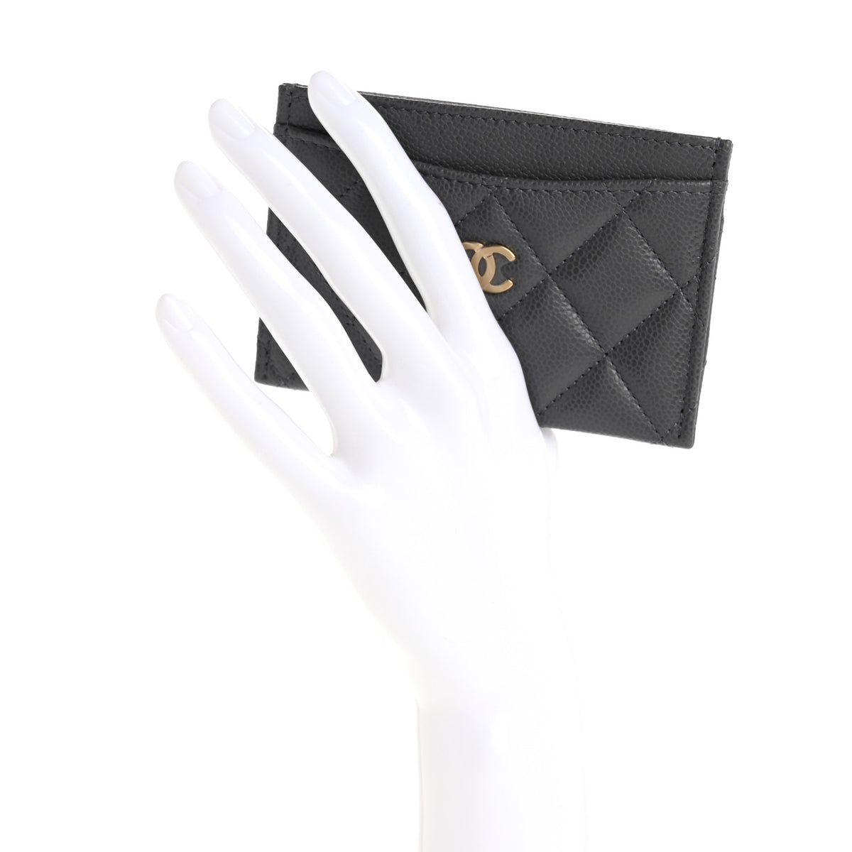 Chanel Caviar Quilted Card Holder Grey 2 of 8