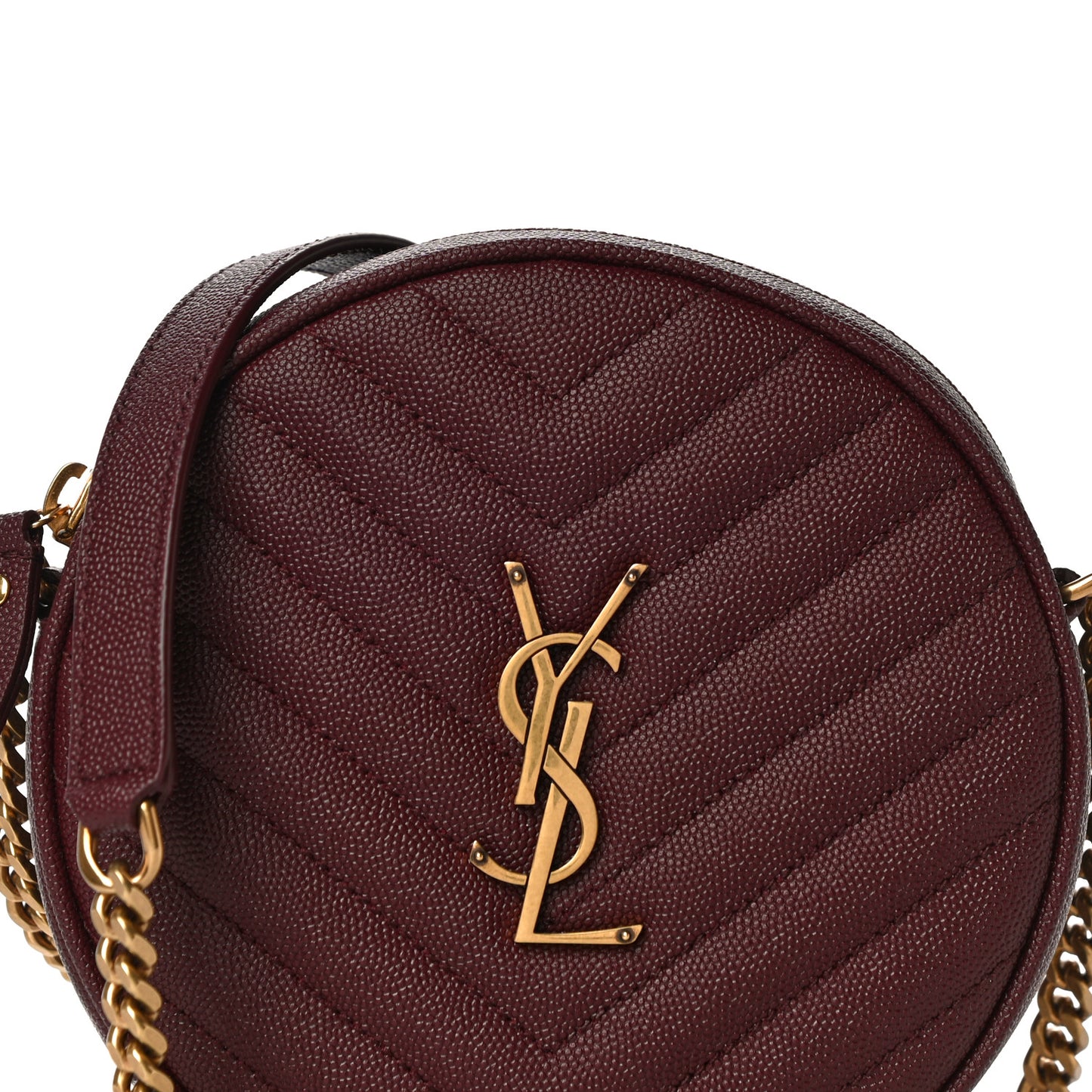 Grain De Poudre Matelasse Chevron Quilted Round Vinyle Camera Bag Rouge Legion