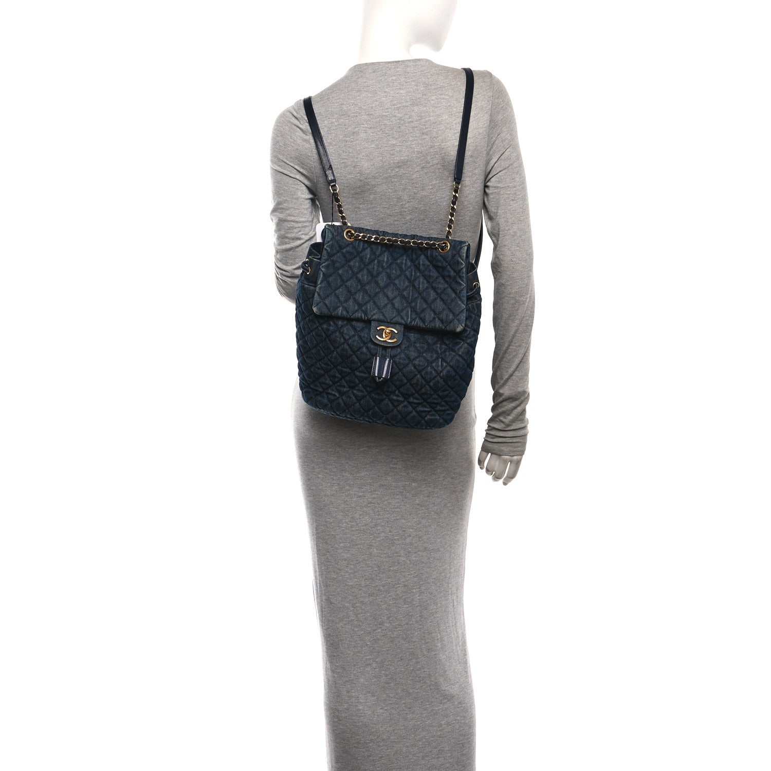 Chanel Washed Denim Quilted Large Urban Spirit Backpack Dark Blue 2 of 10