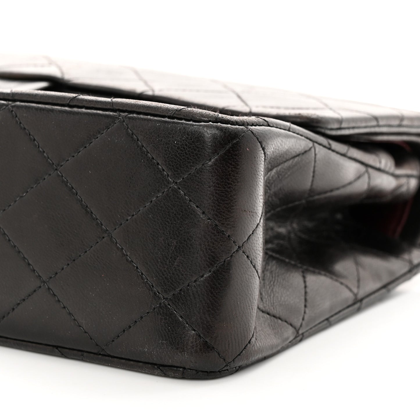 Lambskin Quilted Medium Double Flap Black