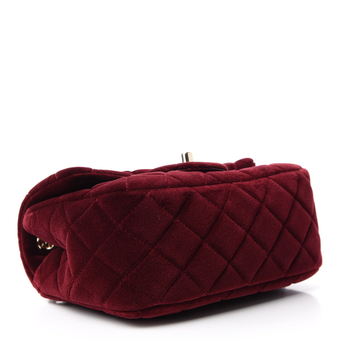 Velvet Quilted Mini Pearl Crush Flap Burgundy