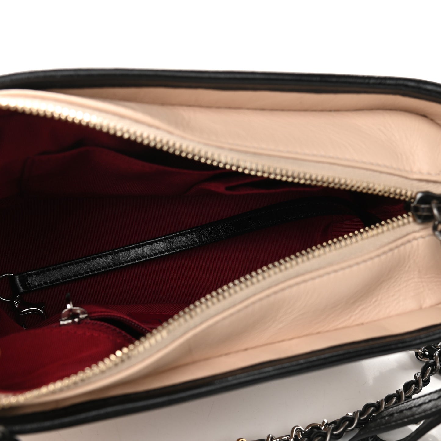 Aged Calfskin Quilted Small Gabrielle Hobo Beige Black