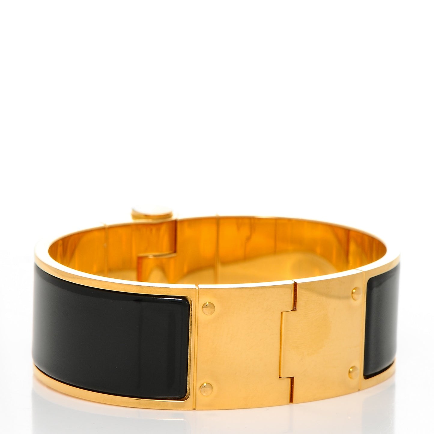 Enamel Wide Hinged Bracelet M Black