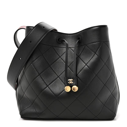 Chanel Calfskin Quilted Medium Bucket Bag Black 1 of 10