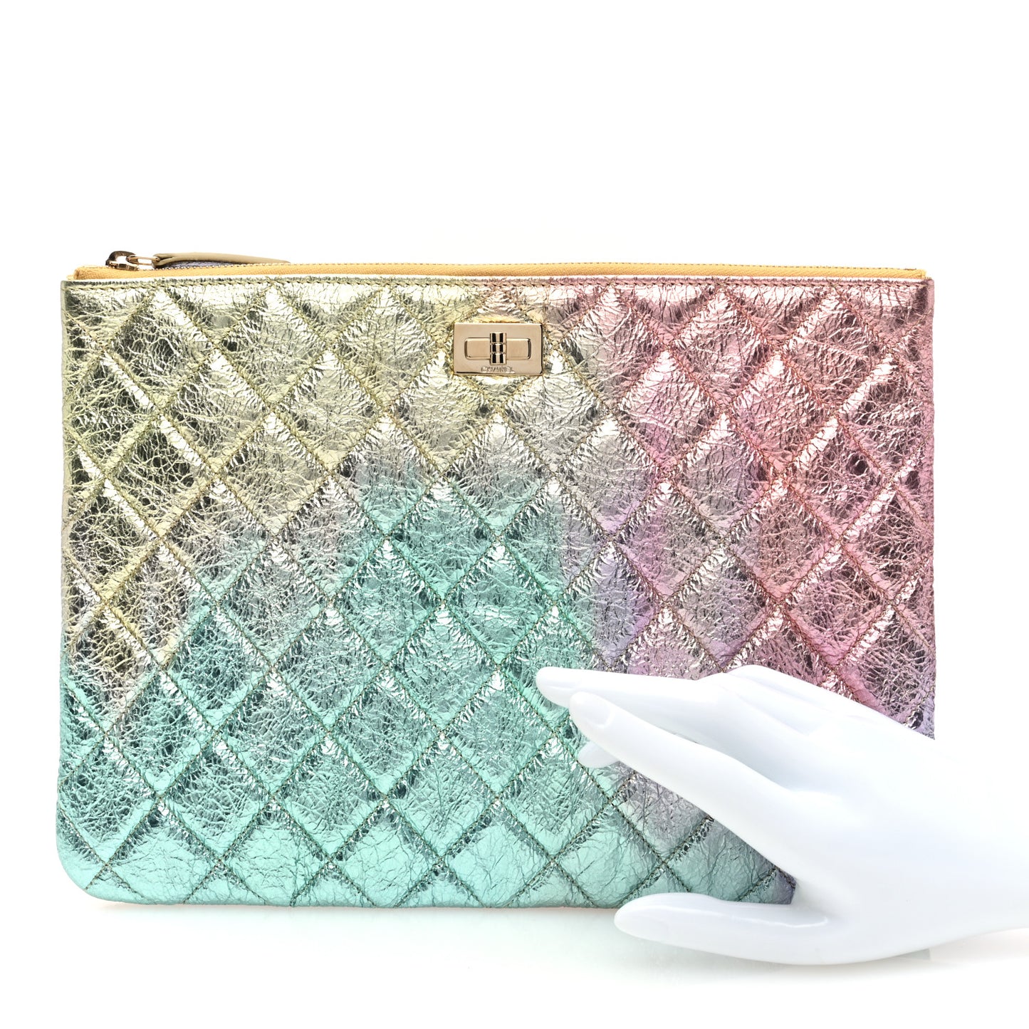 Metallic Goatskin Quilted Medium 2.55 Reissue Cosmetic Case Multicolor