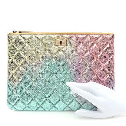 Chanel Metallic Goatskin Quilted Medium 2.55 Reissue Cosmetic Case Multicolor 2 of 7