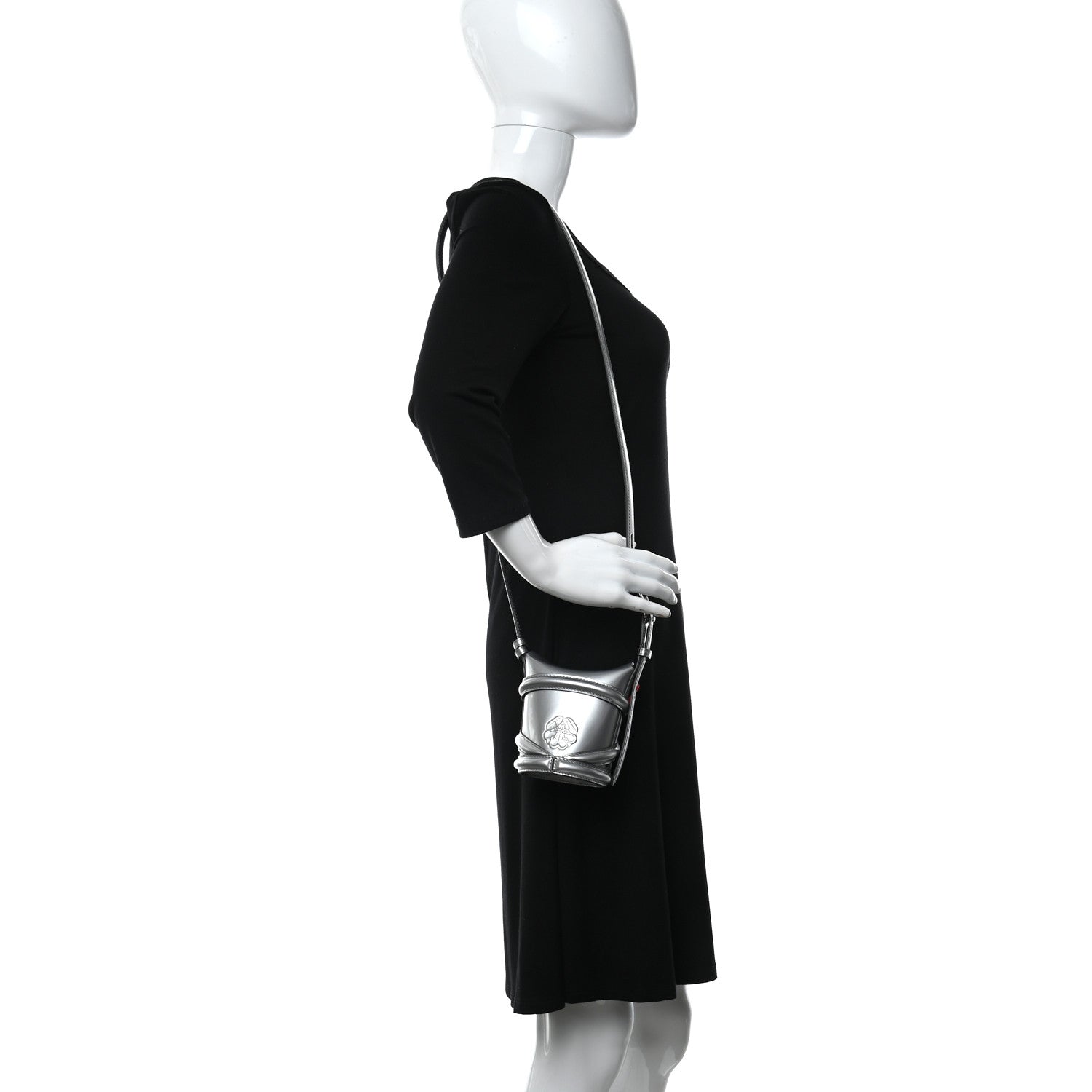 Alexander McQueen Metallic Calfskin The Curve Mini Shoulder Bag Silver 2 of 9