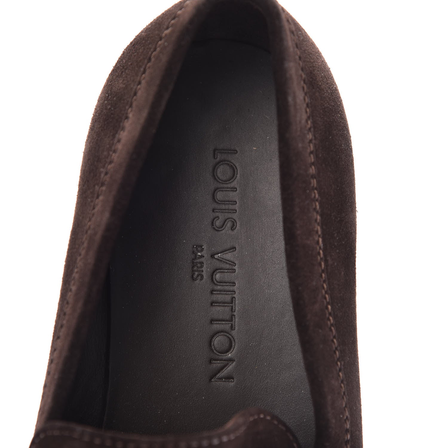Louis Vuitton Suede Calfskin Mens Moccasin Loafers 8.5 Brown 7 of 8