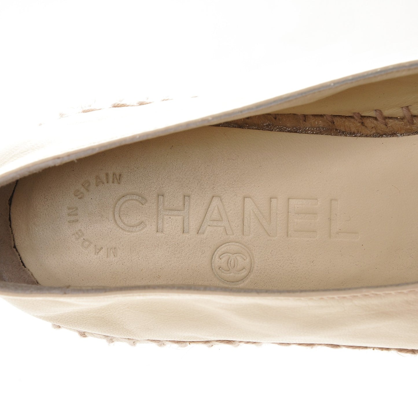 Lambskin CC Espadrilles 38 White Black