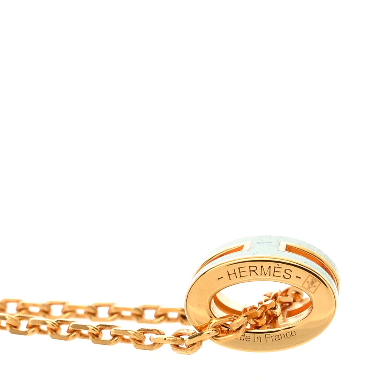 Lacquered Gold Mini Pop H Pendant Necklace Malachite