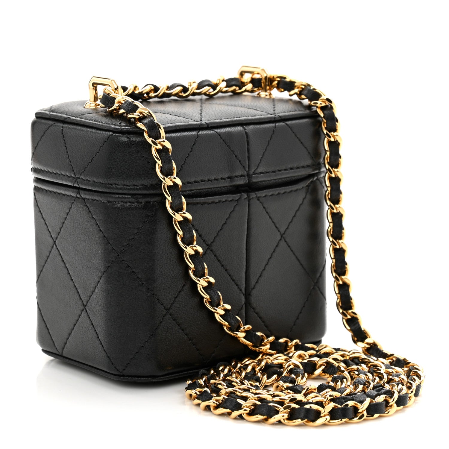 Chanel Lambskin Quilted Vanity Clutch With Chain  Black 3 of 10