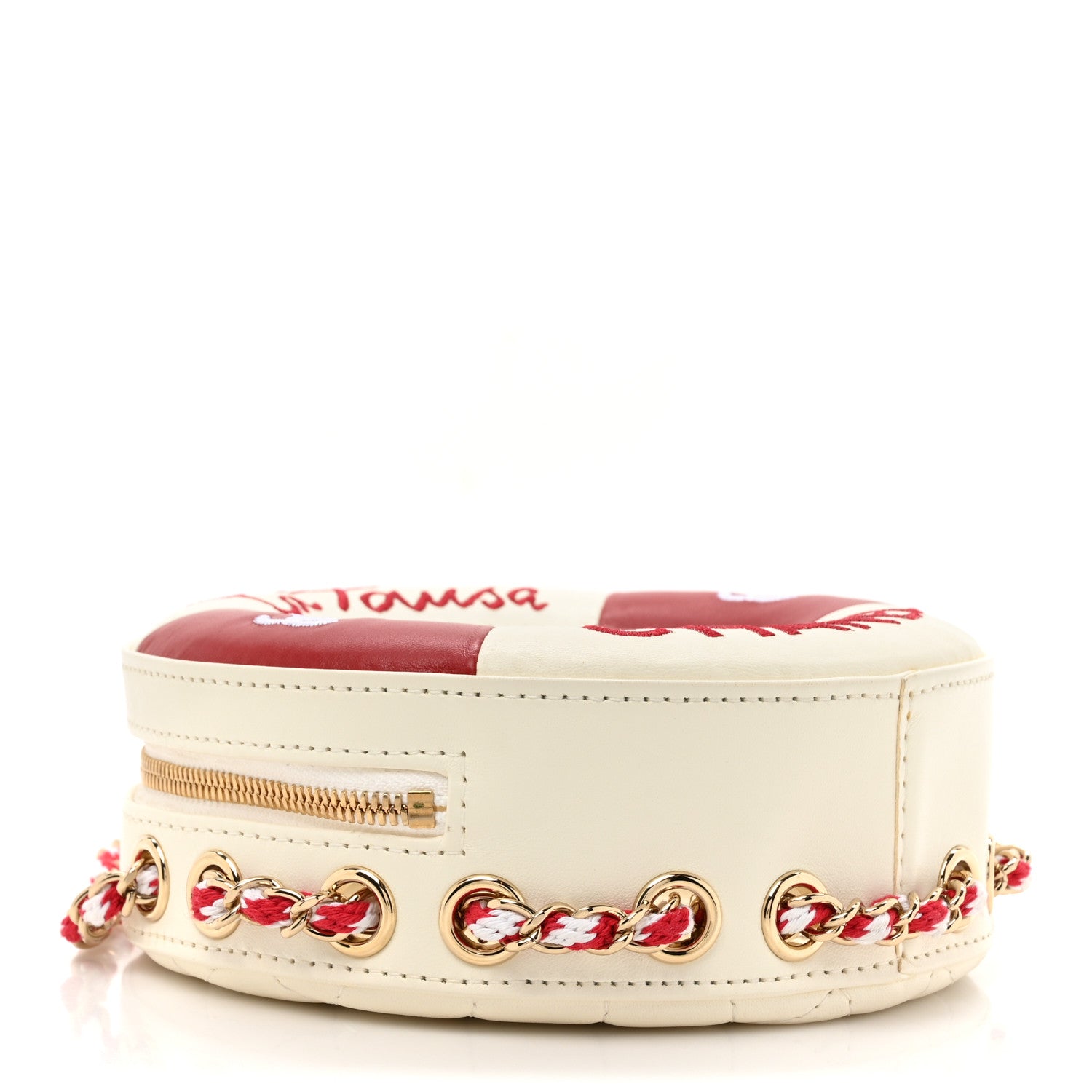Chanel Lambskin Coco Lifesaver Round Bag Red White 4 of 11