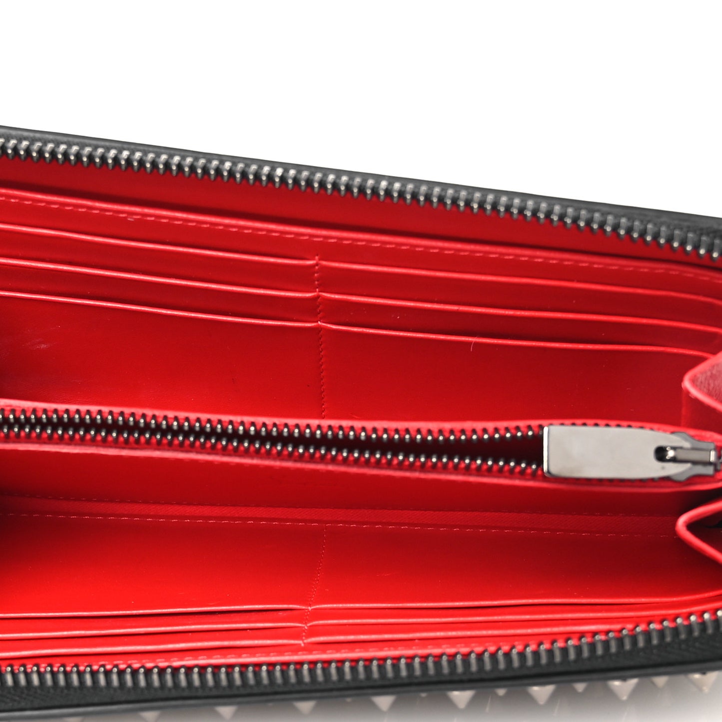 Calfskin Panettone Spiked Zip Around Wallet Black