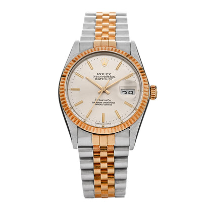 Rolex Stainless Steel 18K Yellow Gold 36mm Oyster Perpetual Datejust "Tiffany & Co." Dial Watch 16013 1 of 4