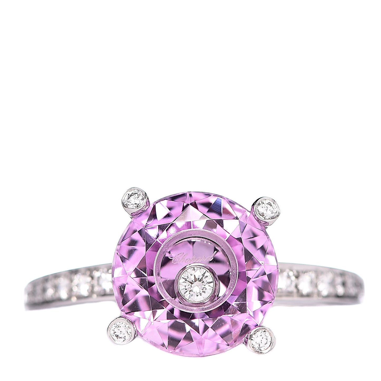 18K White Gold Diamond Pink Sapphire So Happy Ring 50 5.25