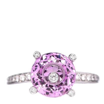 Chopard 18K White Gold Diamond Pink Sapphire So Happy Ring 50 5.25 1 of 6