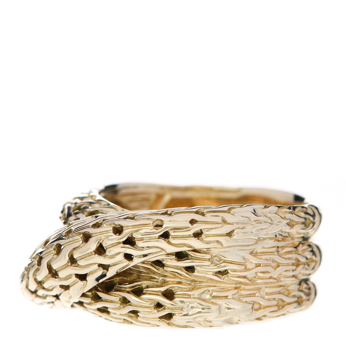18K Yellow Gold Tiga Classic Chain Crossover Ring 56 7.75