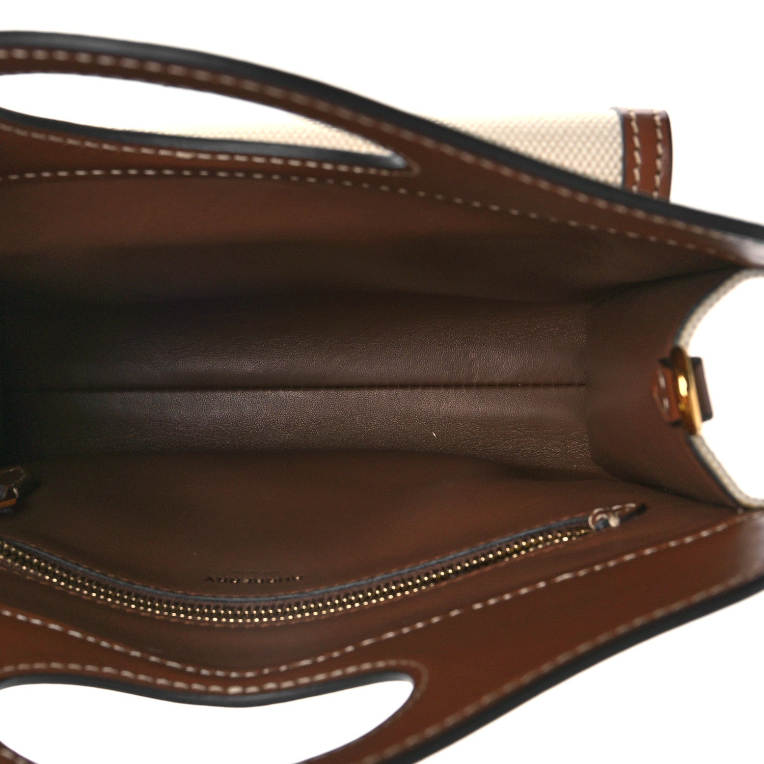 Burberry Canvas Smooth Calfskin Two Tone Mini Pocket Bag Natural Malt Brown 5 of 8