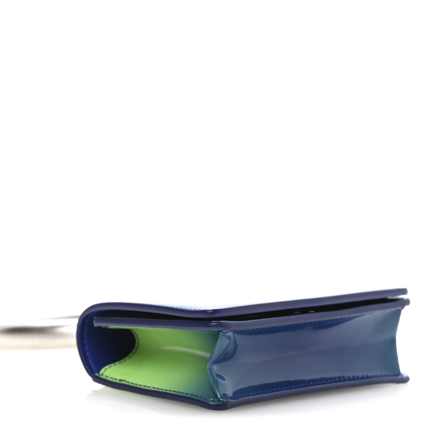 Salvatore Ferragamo Smooth Airbrushed Calfskin Micro Pouch Lime Lapis 9 of 11
