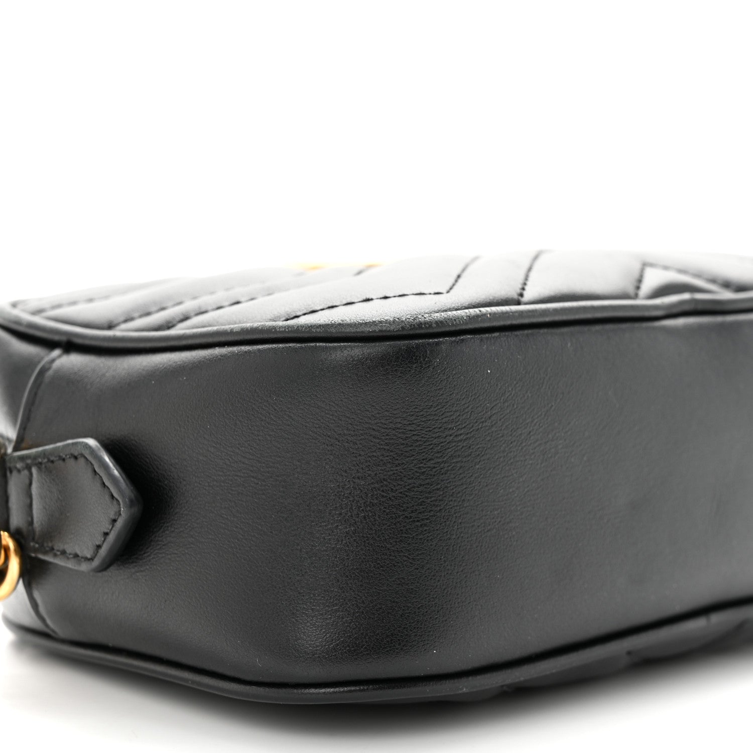 Gucci Calfskin Matelasse Mini GG Marmont Chain Shoulder Bag Black 9 of 11