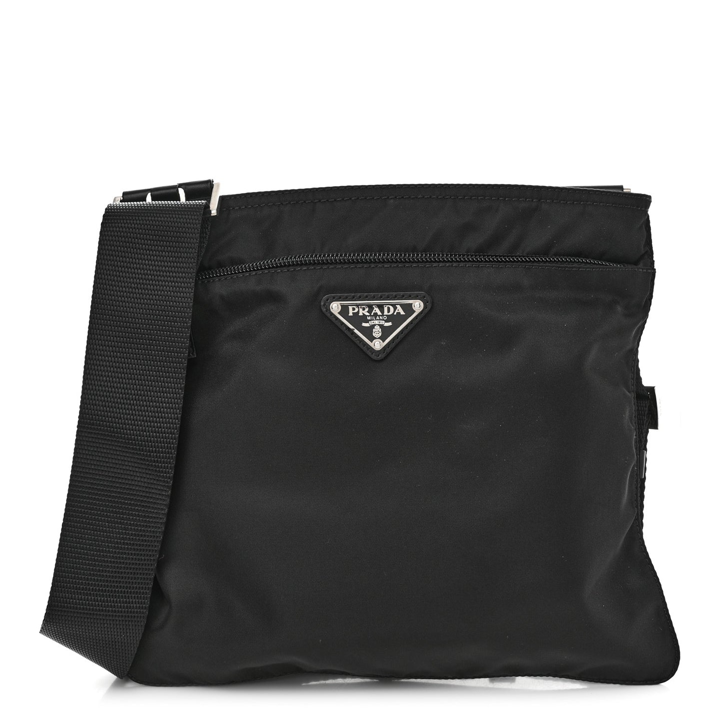 Nylon Vela Flat Messenger Bag Black