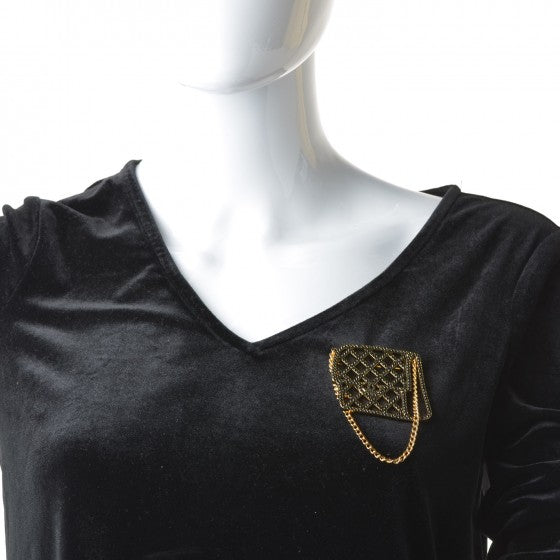 Chanel Crystal Flap Bag Brooch Black Gold 2 of 5