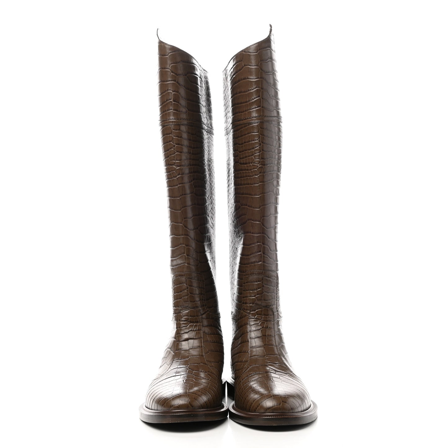 Calfskin Crocodile Embossed Karligraphy Logo Riding Boots 39 Maya