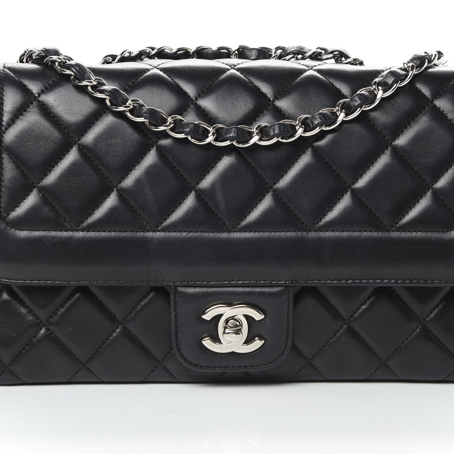 Lambskin Quilted Medium Single Flap Black