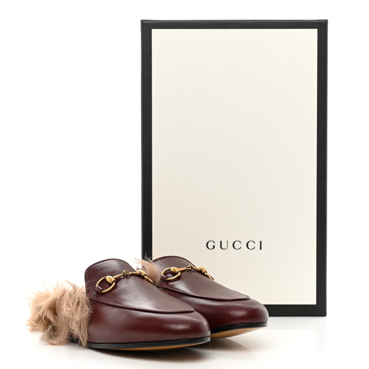Gucci Calfskin Fur Womens Princetown Slippers 35.5 Vintage Bordeaux 15 of 15