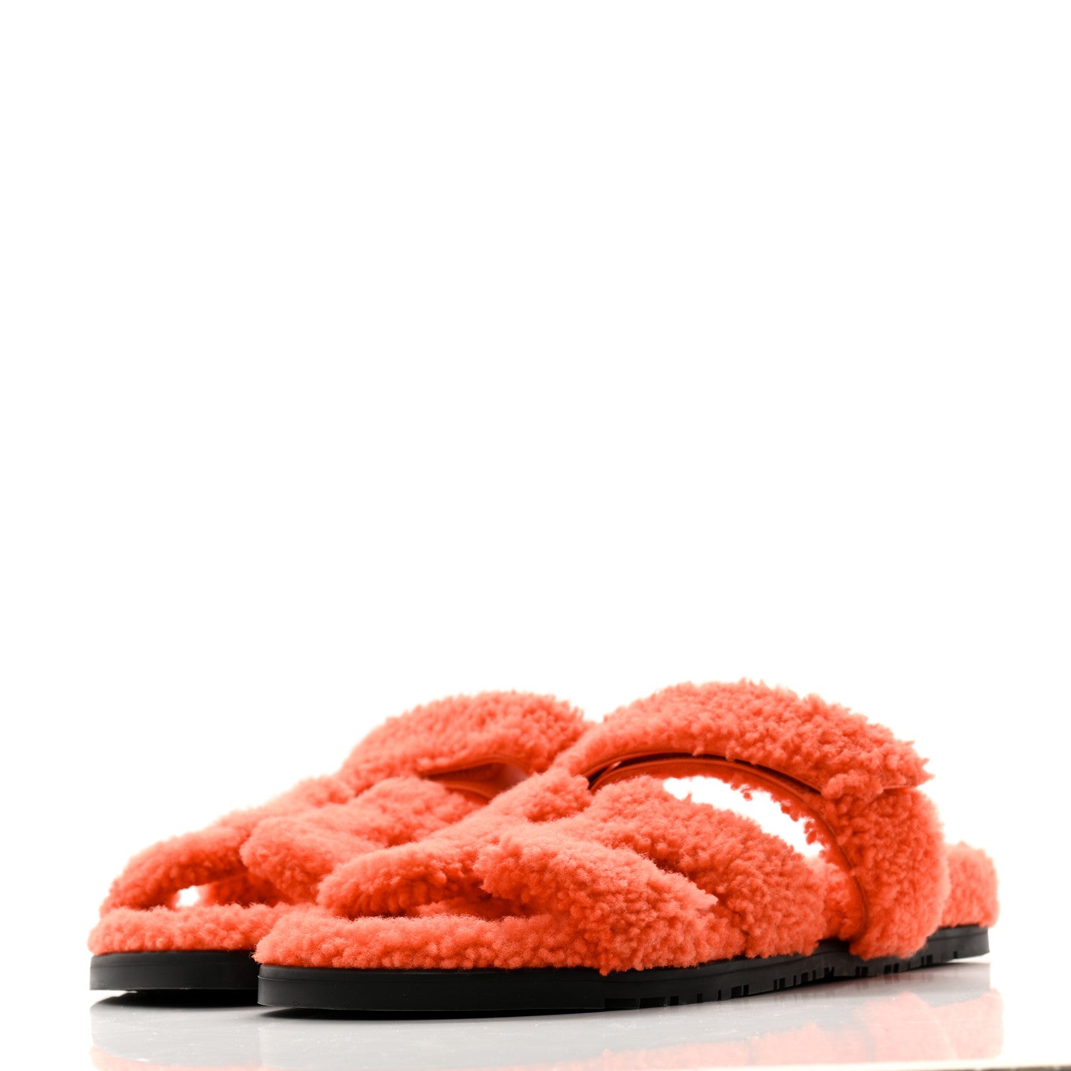 Hermes Woolskin Womens Chypre Sandals 41 Orange 3 of 8