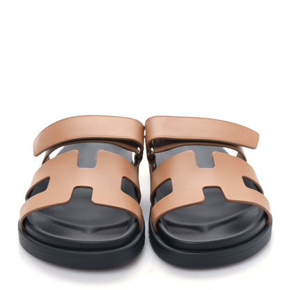 Hermes Calfskin Womens Chypre Sandals 36.5 Gold 2 of 9