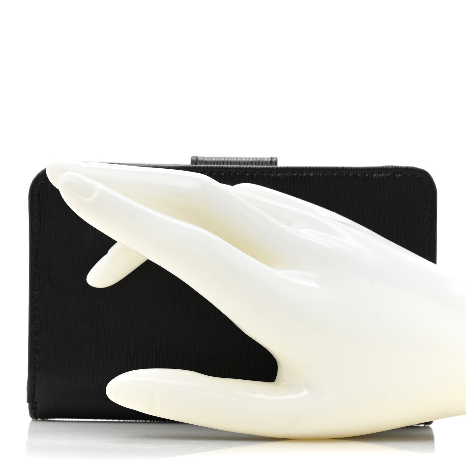 Prada Saffiano Metal Compact Wallet Black 3 of 12